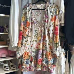 Camilla Pink and Orange Ruffled 3/4 Sleeve dress